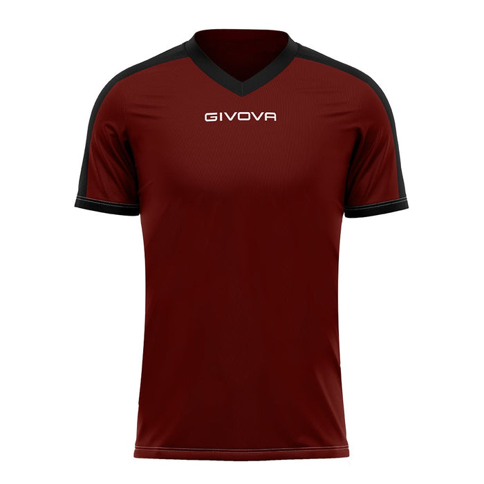 Givova Revolution Short Sleeve Shirt in Maroon/Black